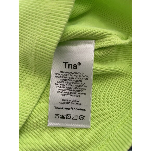 Aritzia TNA Small Cropped Short Sleeve Top Lime Green Size Small NWT - Picture 2 of 6